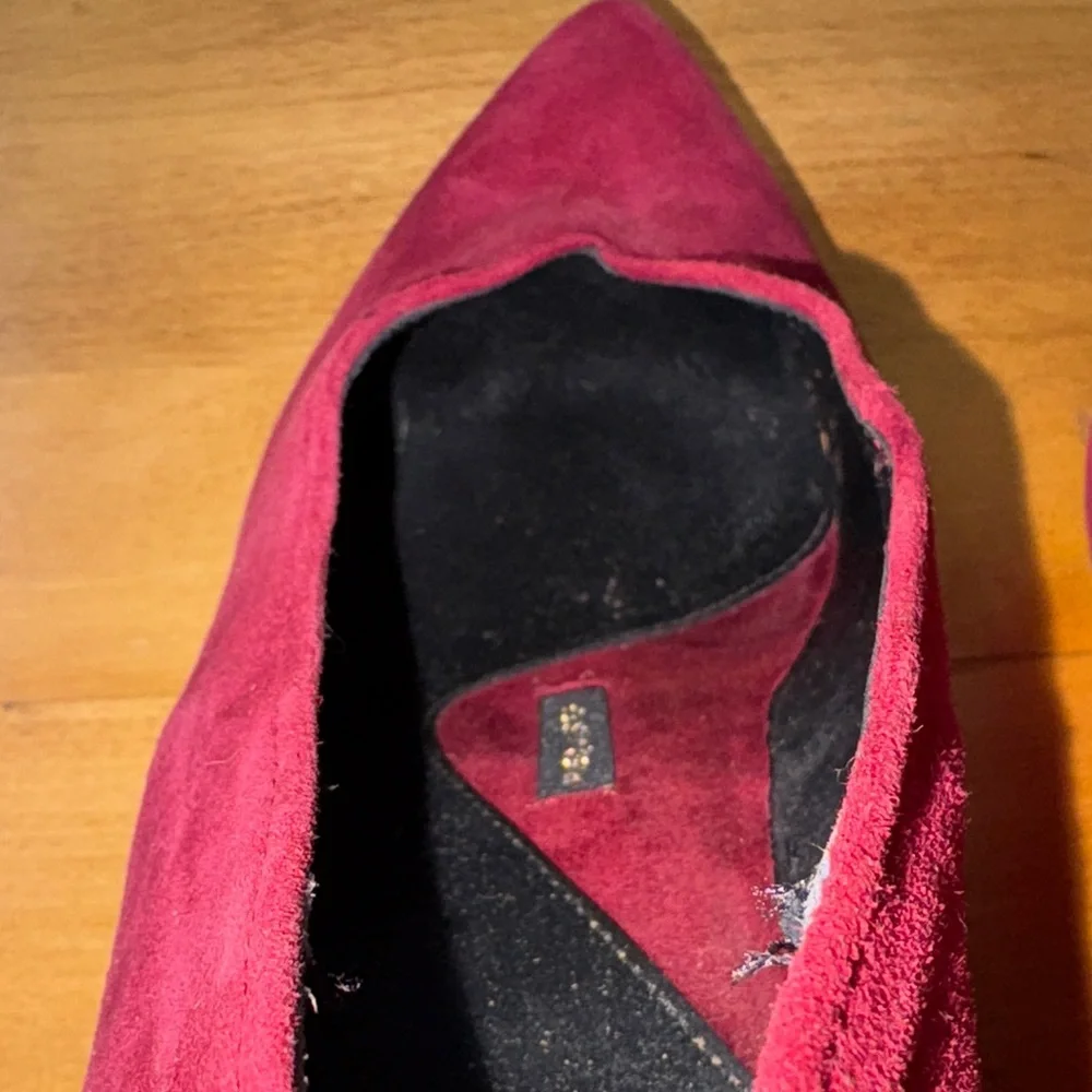 Pied Juste x Anthropologie Burgundy Dark Red Suede Wedge Heels EU Size 37